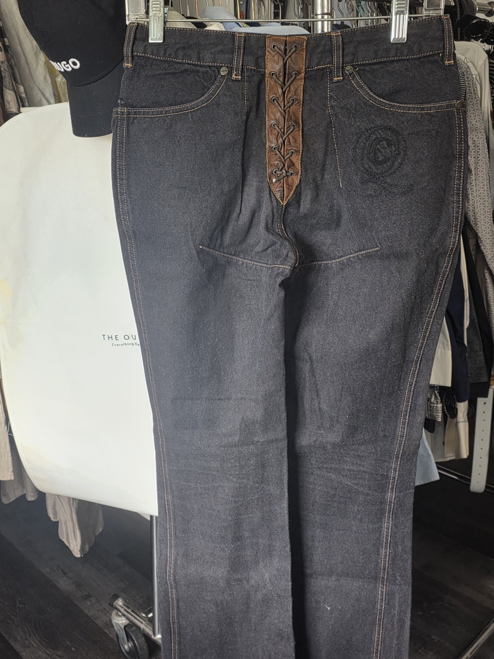 Alexander McQueen Irere Spring 2003 leather lace up corset jeans